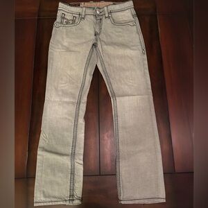 Rock Revival Men's Straight Jeans Light Gray 32